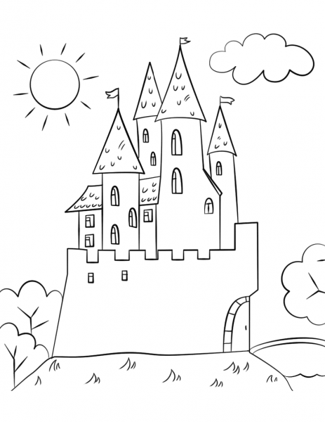 Cartoon Castle coloring page image