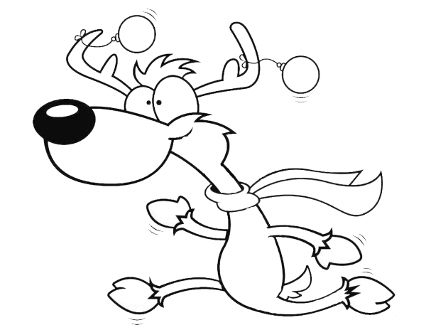 Cartoon Christmas Reindeer coloring page image