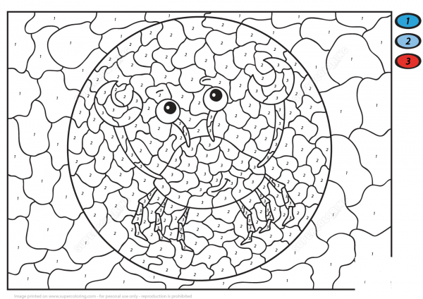 Cartoon Crab Color by Number image