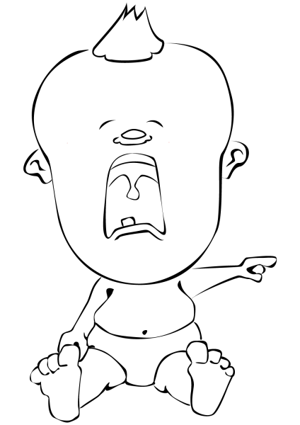 Cartoon Crying Baby coloring page image