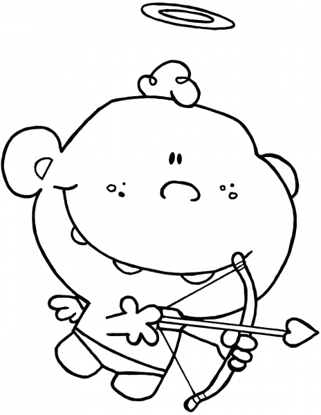 Cartoon Cupid with Bow and Arrow coloring page image
