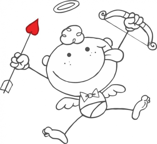 Cartoon Cupid with Bow and Arrow coloring page image