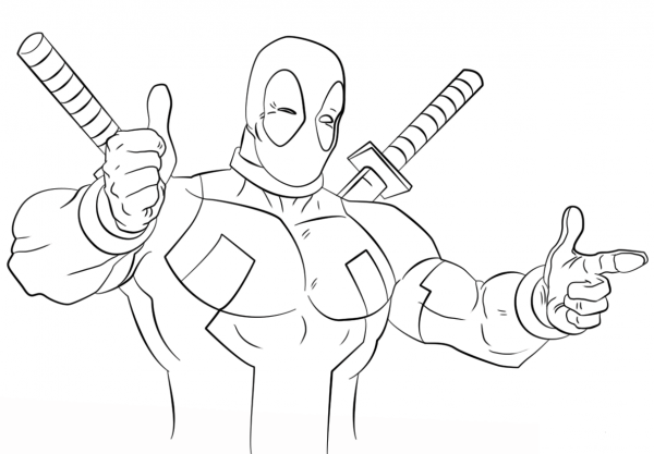 Cartoon Deadpool coloring page image