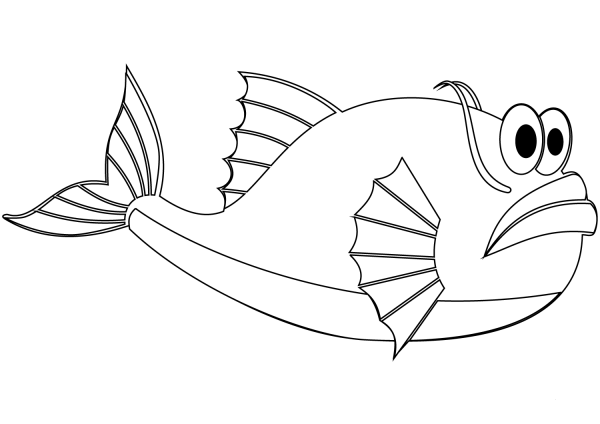 Cartoon Deep Sea Fish coloring page image