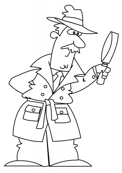 Cartoon Detective coloring page image