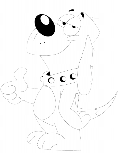 Cartoon Dog Showing Thumbs up coloring page image