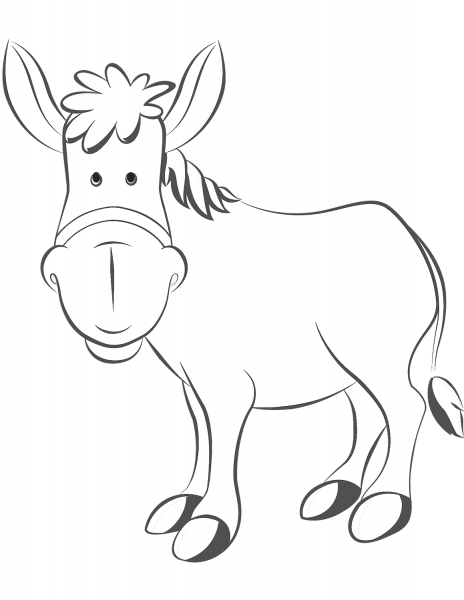 Cartoon Donkey coloring page image