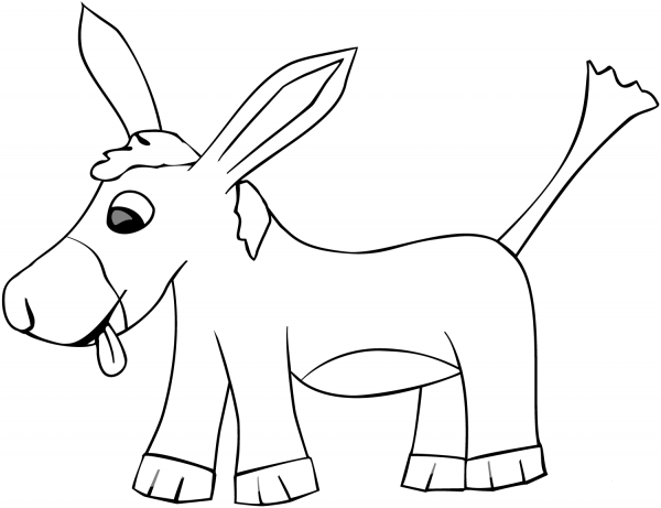 Cartoon Donkey coloring page image