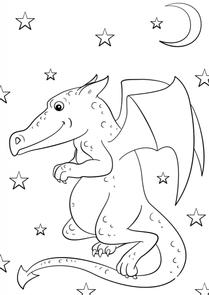 Cartoon Dragon coloring page image