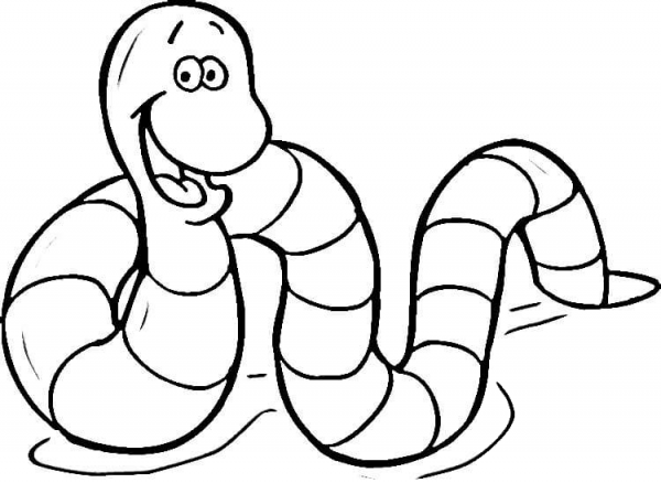 Cartoon earthworm  coloring page image