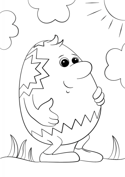 Cartoon Easter Egg Character coloring page image