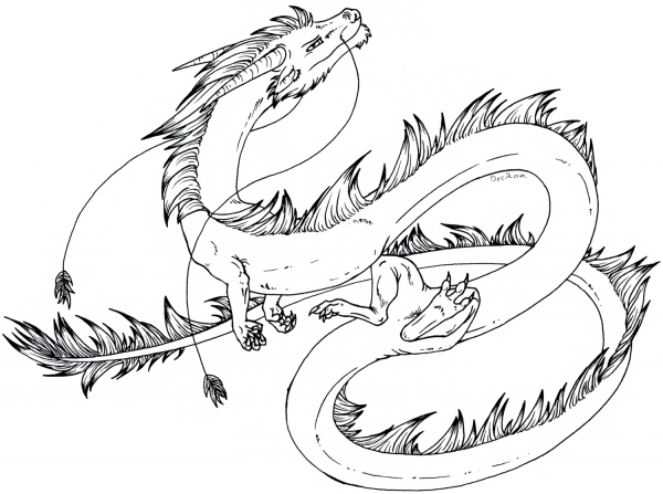 Cartoon Eastern Dragon coloring page image
