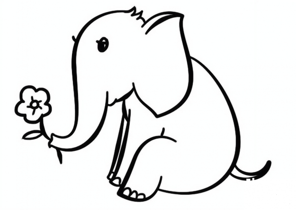 Cartoon Elephant coloring page image