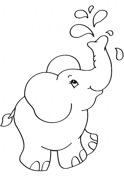 Cartoon Elephant coloring page image