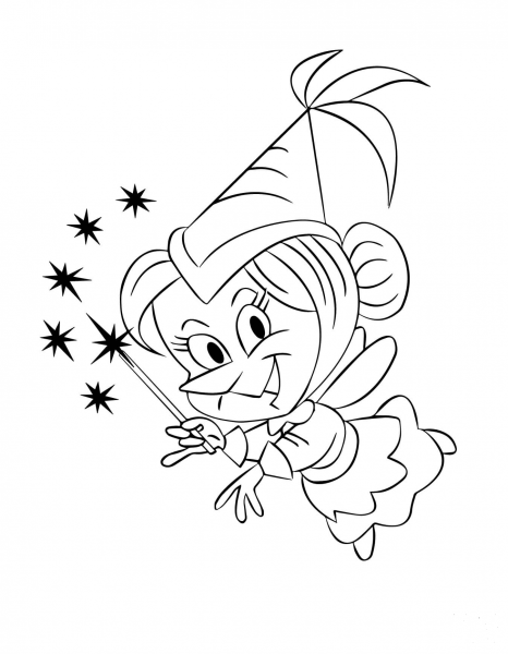 Cartoon Fairy with a Magic Stick coloring page image