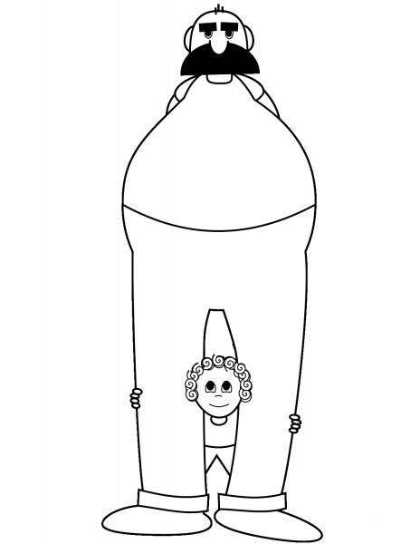 Cartoon Father and Son coloring page image