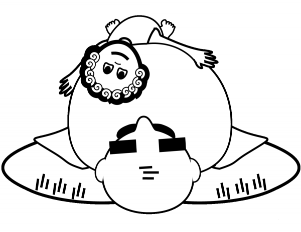 Cartoon Father and Son coloring page image