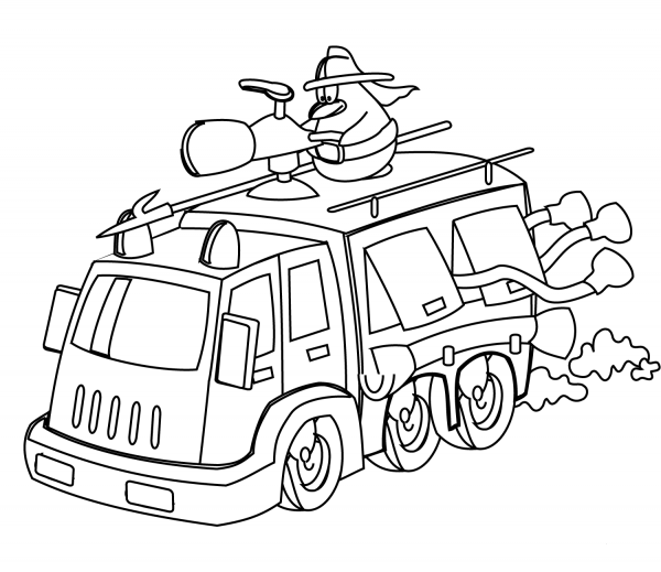 Cartoon Fire Truck coloring page image