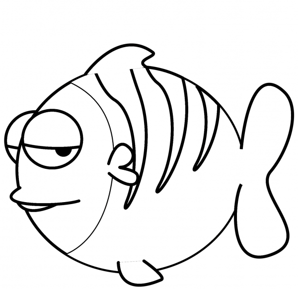 Cartoon Fish coloring page image