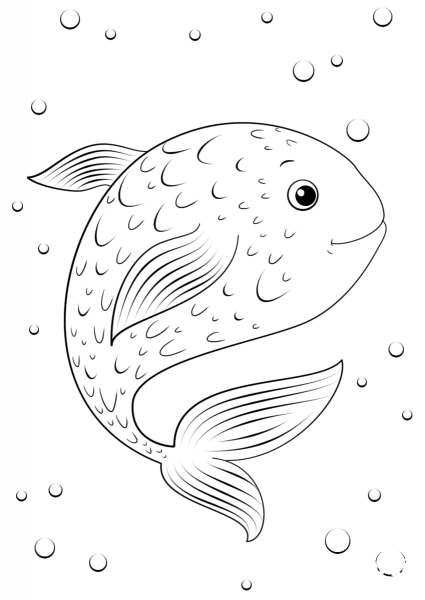 Cartoon Fish coloring page image