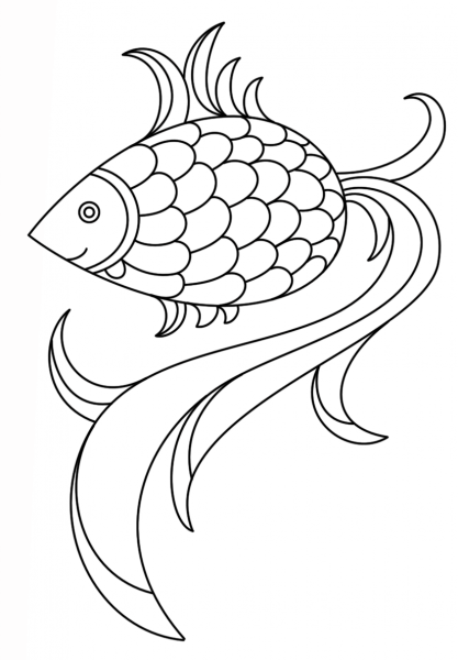 Cartoon Fish coloring page image