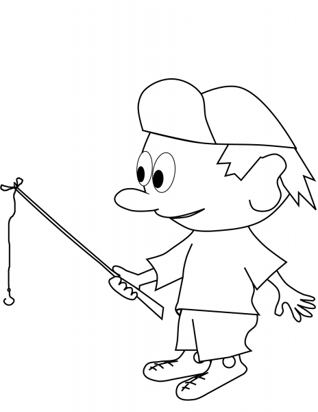 Cartoon Fisherman coloring page image