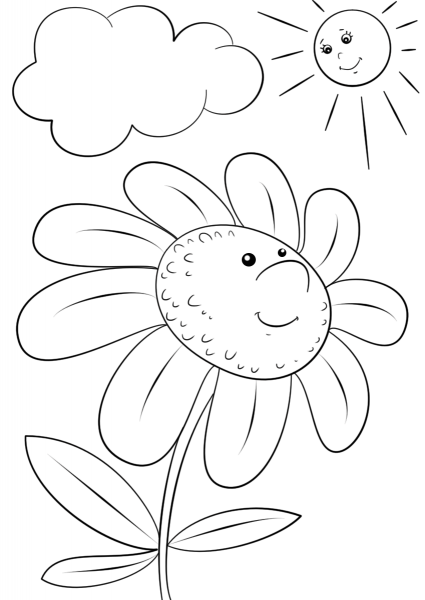 Cartoon Flower Character coloring page image
