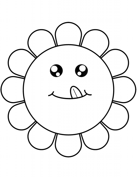 Cartoon Flower Face coloring page image