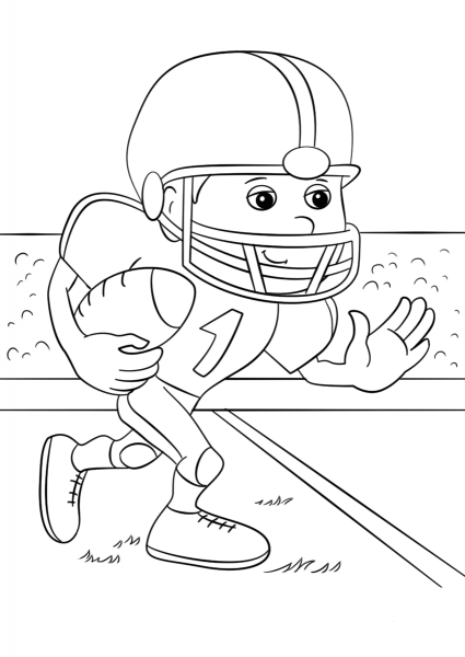 Cartoon Football Running Back  coloring page image