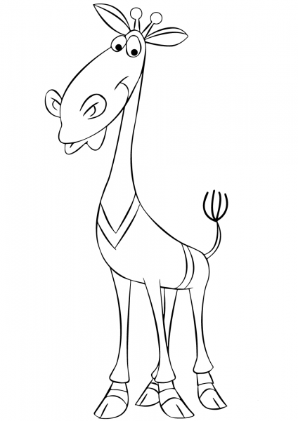 Cartoon Giraffe Wearing a Sweater coloring page image