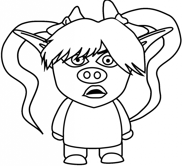 Cartoon Girl Troll coloring page image