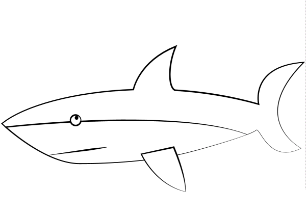 Cartoon Great White Shark coloring page image