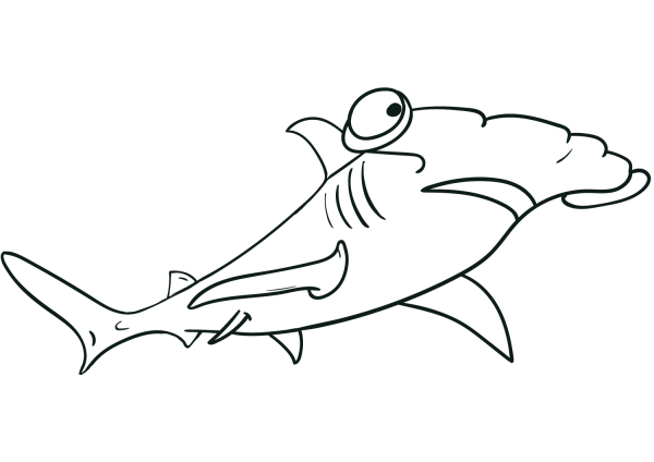 Cartoon Hammerhead Shark coloring page image