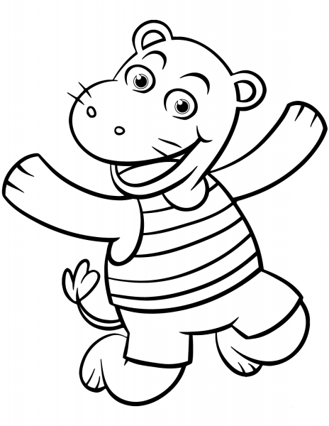 Cartoon Hippo coloring page image