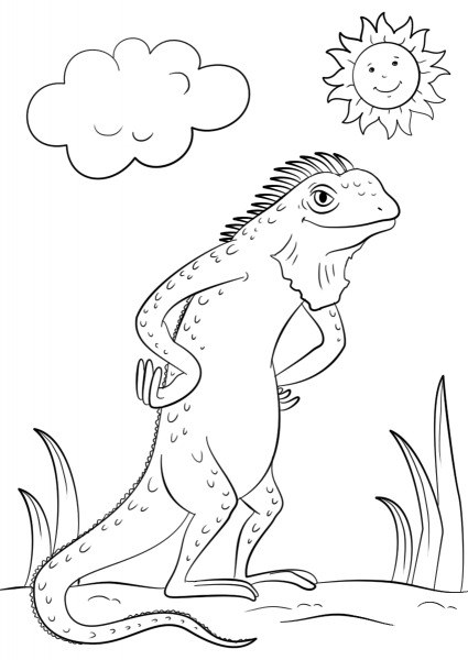 Cartoon Iguana coloring page image