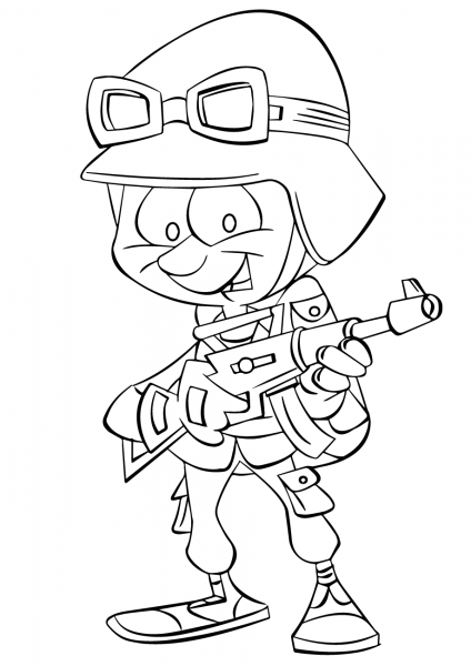 Cartoon Infantry Soldier coloring page image