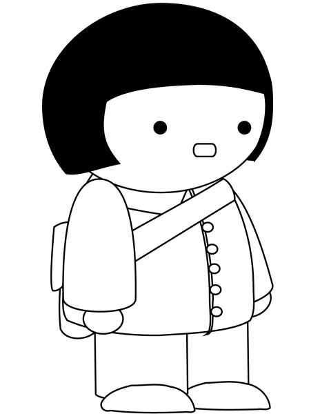 Cartoon Japan Girl coloring page image