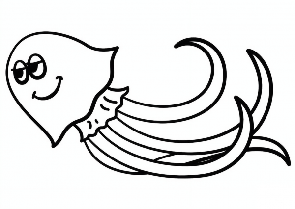 Cartoon Jellyfish coloring page image