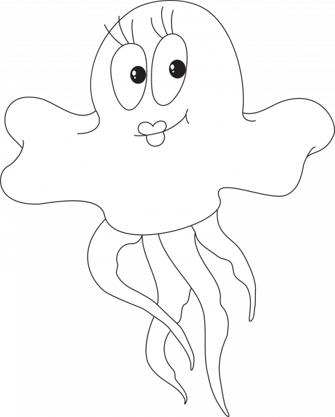 Cartoon Jellyfish coloring page image