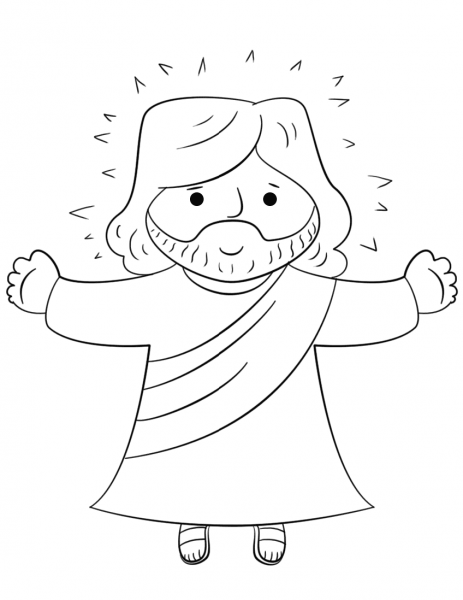 Cartoon Jesus coloring page image