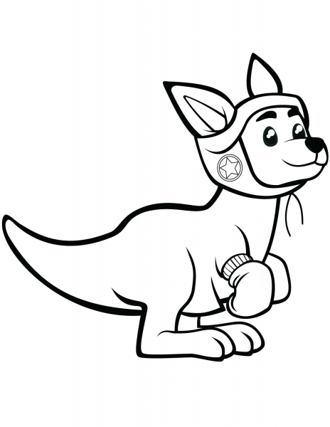 Cartoon Kangaroo with Boxing Gloves coloring page image