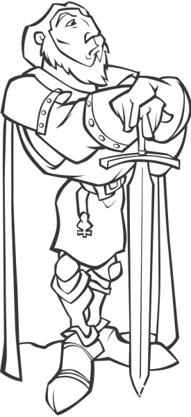Cartoon Knight coloring page image
