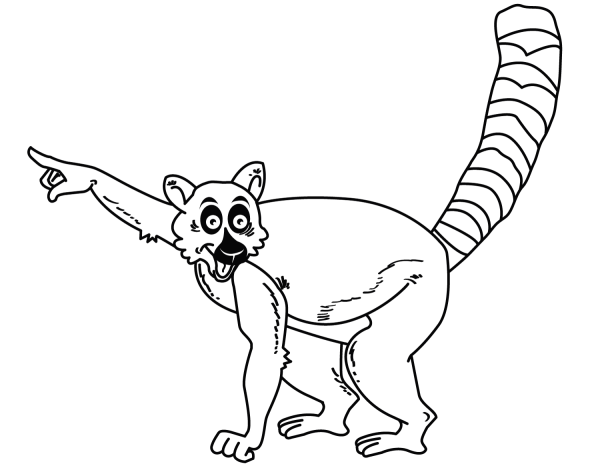 Cartoon Lemur coloring page image