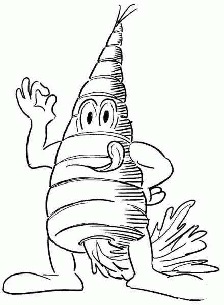 Cartoon-Like Carrot Character coloring page image