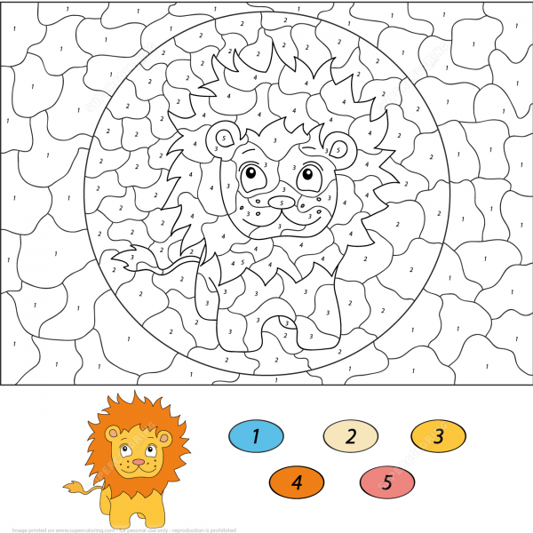 Cartoon Lion Color by Number image