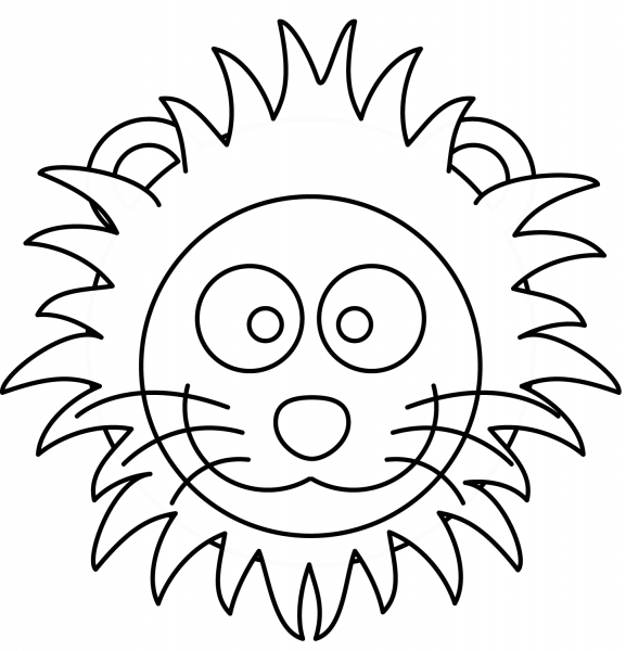 Cartoon Lion Head coloring page image