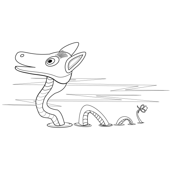 Cartoon Loch Ness Monster coloring page image