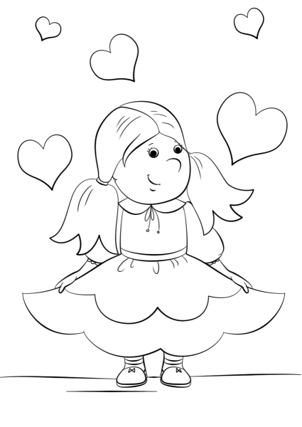Cartoon Lovely Girl coloring page image