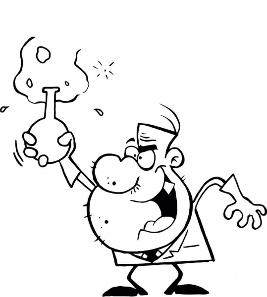 Cartoon Mad Scientist coloring page image