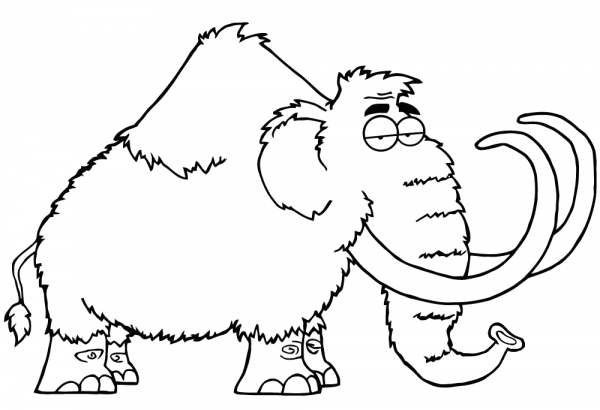 Cartoon Mammoth coloring page image